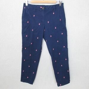 Talbots Womens Relaxed Chino Flamingo Print Cropped Pants Size 4P Blue